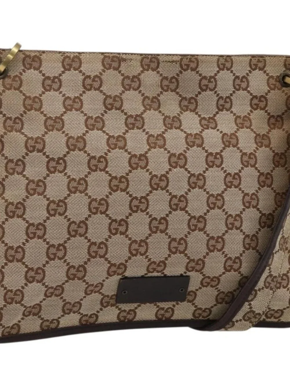 GUCCI GG Canvas Shoulder Bag Beige Gold 91762 Auth BAZ020